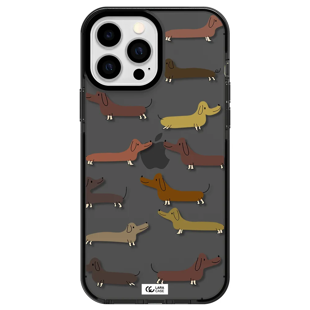 Dachshund Dogs Apple iPhone 13 Pro Max impact Smoke Black Case