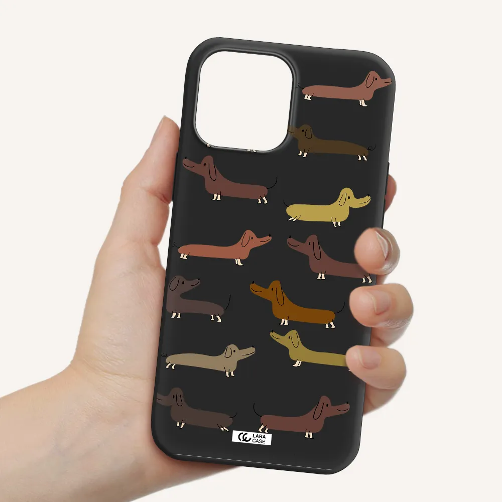 Dachshund Dogs Apple iPhone 13 Pro Max Silicone black Case