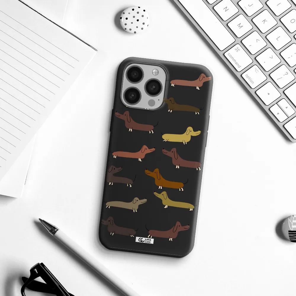Dachshund Dogs Apple iPhone 13 Pro Max Silicone black Case