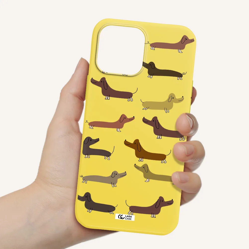 Dachshund Dogs Apple iPhone 13 Pro Max Silicone canary yellow Case