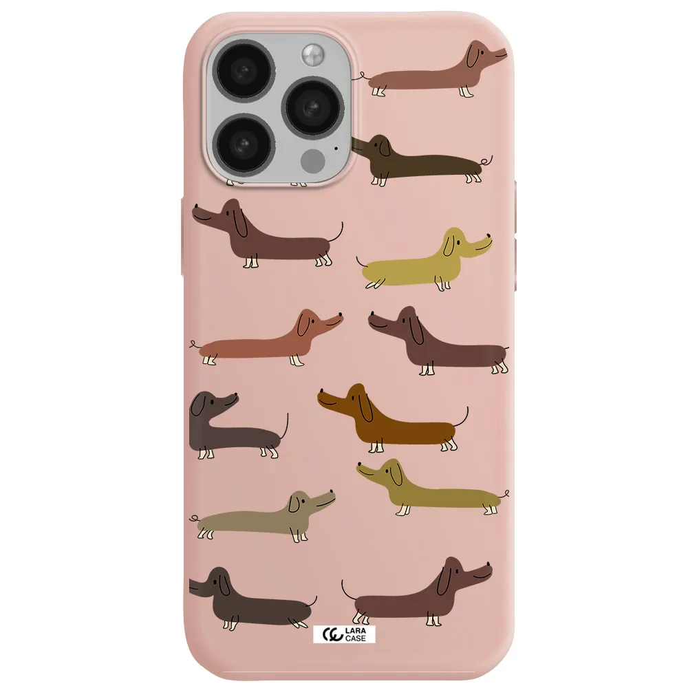 Dachshund Dogs Apple iPhone 13 Pro Max Silicone pastel pink Case