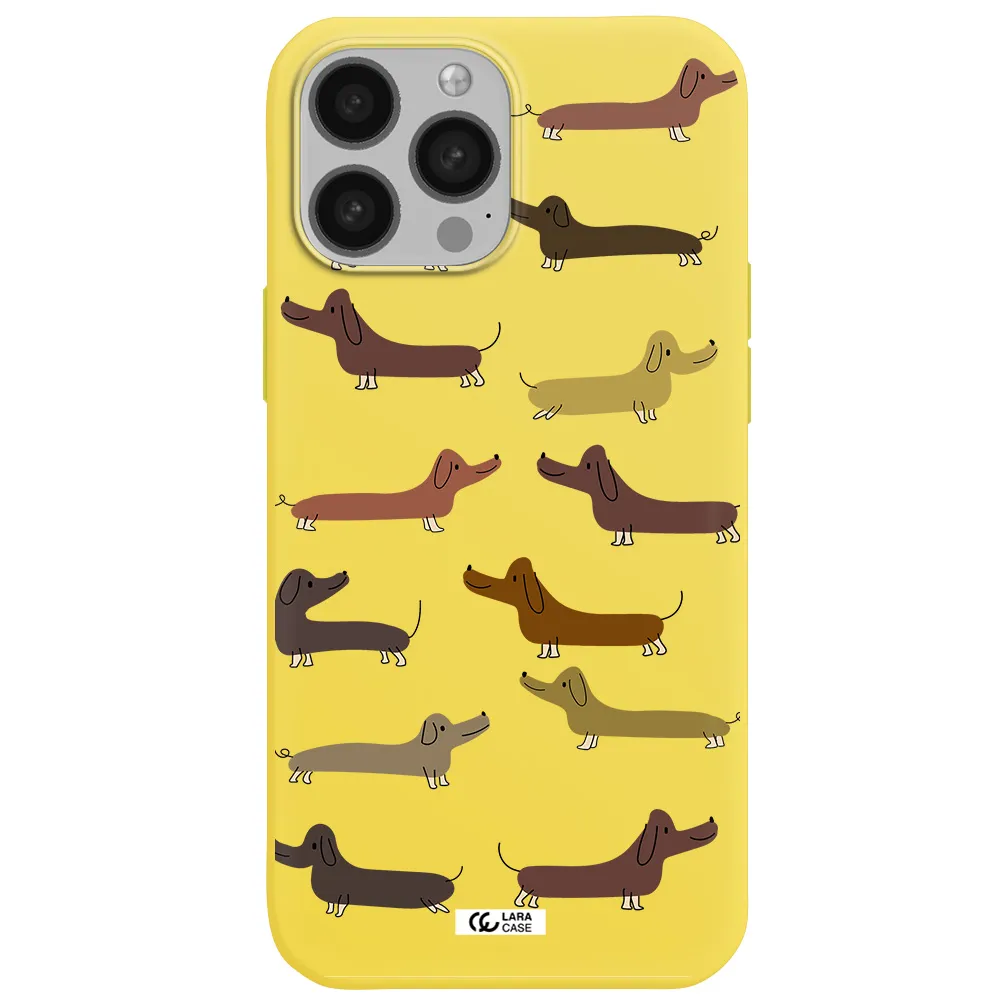 Dachshund Dogs Apple iPhone 13 Pro Silicone canary yellow Case