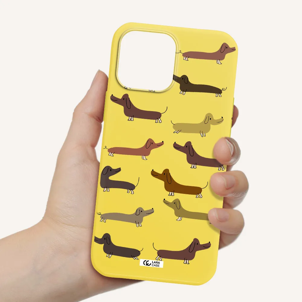 Dachshund Dogs Apple iPhone 13 Pro Silicone canary yellow Case