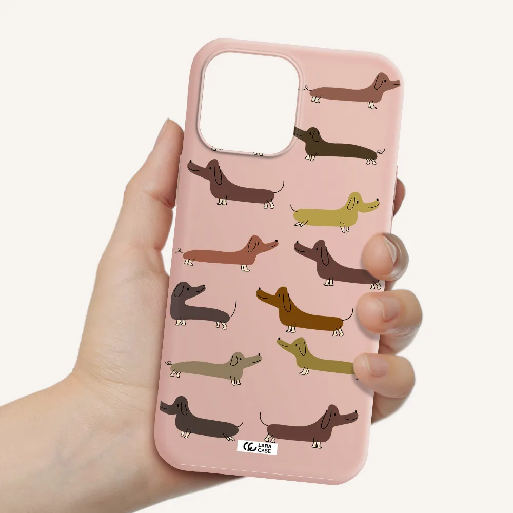 Dachshund Dogs Apple iPhone 13 Pro Silicone pastel pink Case