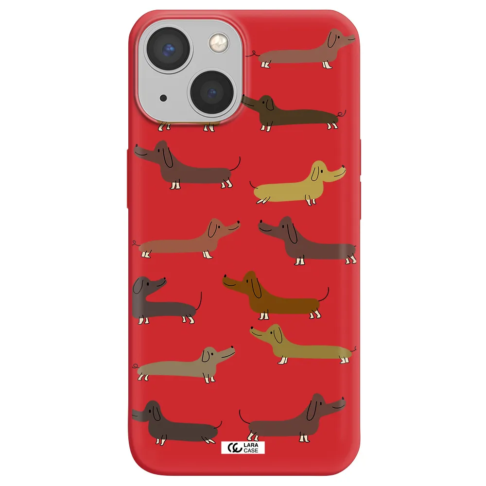 Dachshund Dogs Apple iPhone 13 Silicone Imperial Red Case