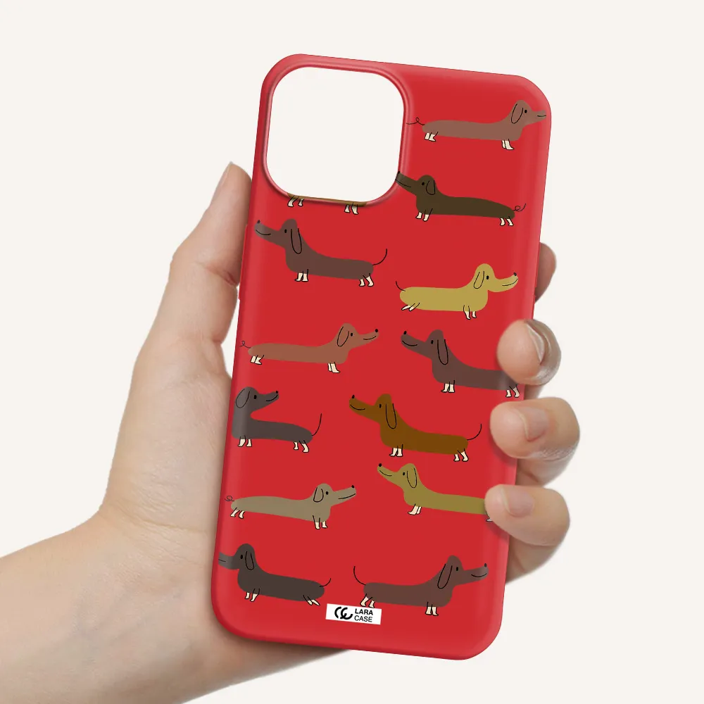 Dachshund Dogs Apple iPhone 13 Silicone Imperial Red Case