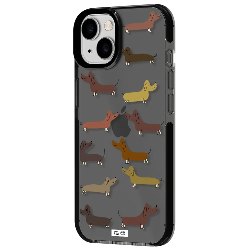 Dachshund Dogs Apple iPhone 14 impact Smoke Black Case
