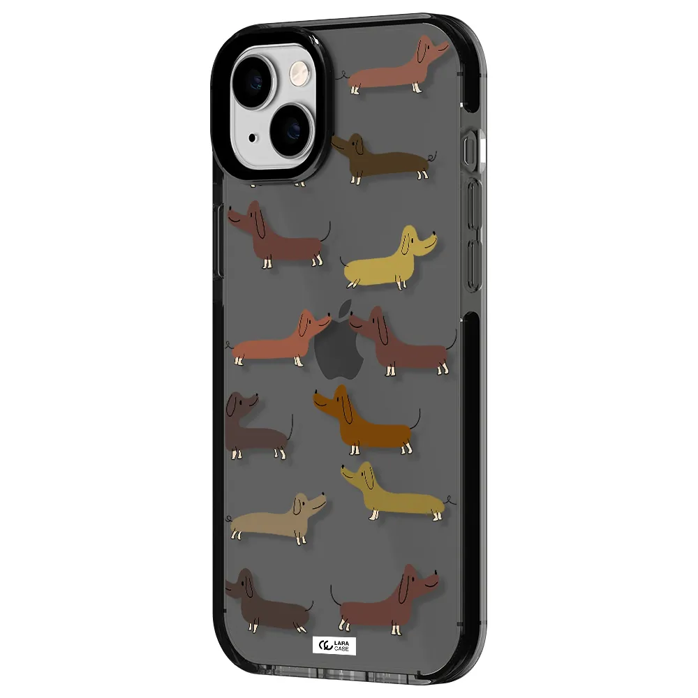 Dachshund Dogs Apple iPhone 14 plus impact Smoke Black Case