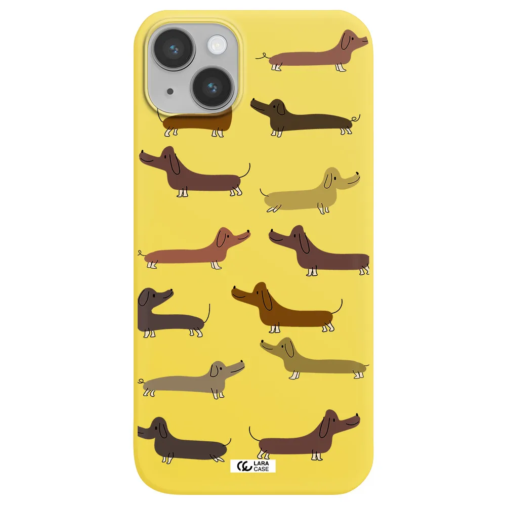 Dachshund Dogs Apple iPhone 14 plus Silicone canary yellow Case