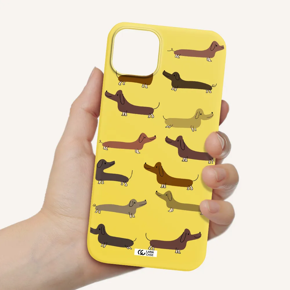 Dachshund Dogs Apple iPhone 14 plus Silicone canary yellow Case