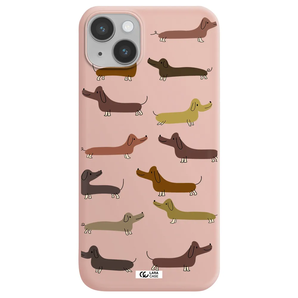 Dachshund Dogs Apple iPhone 14 plus Silicone pastel pink Case