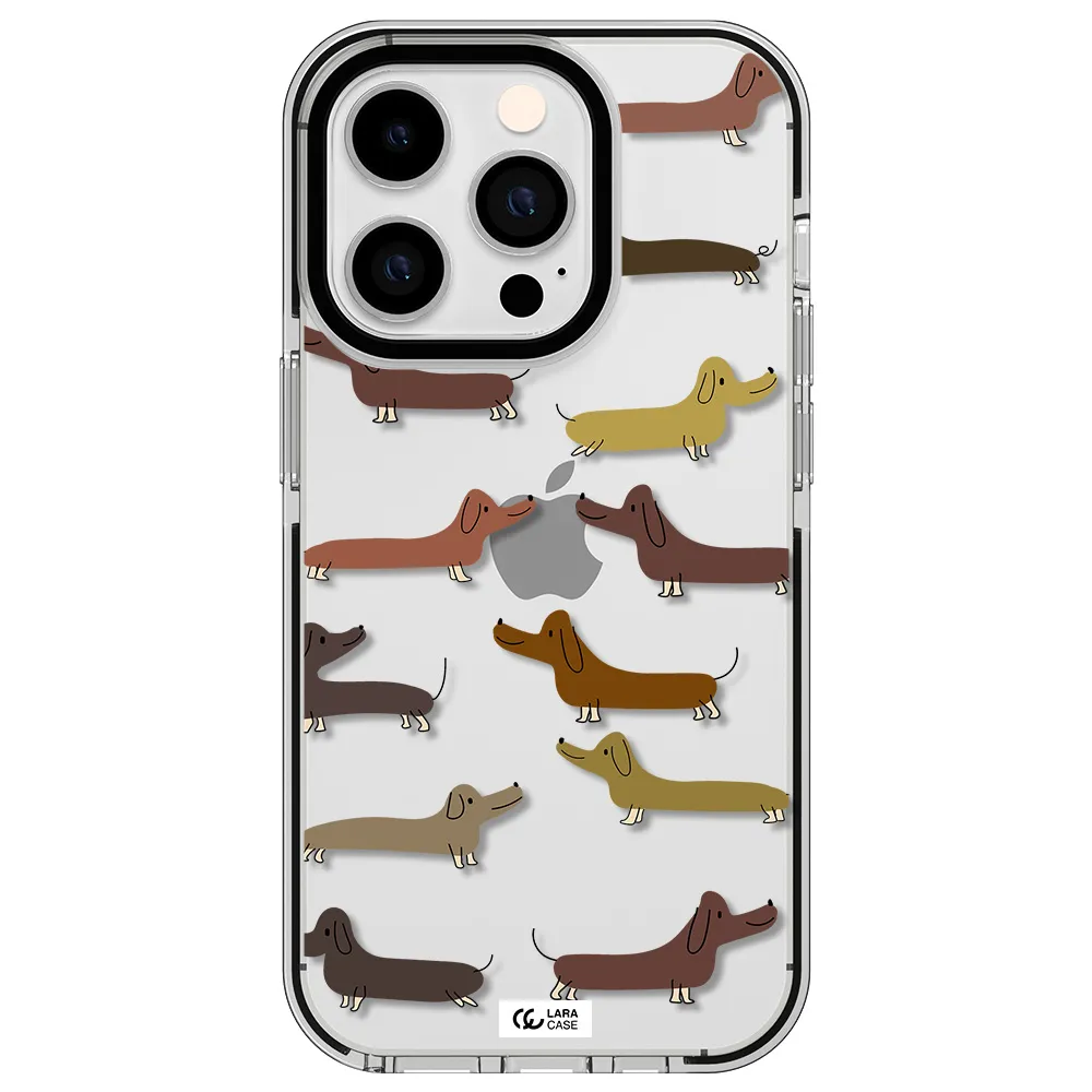 Dachshund Dogs Apple iPhone 14 pro impact black border Case