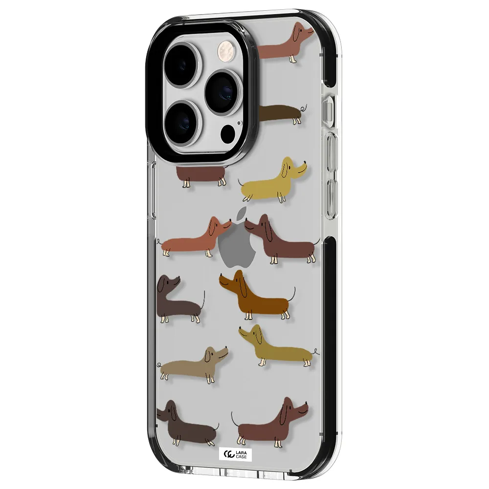 Dachshund Dogs Apple iPhone 14 pro impact black border Case
