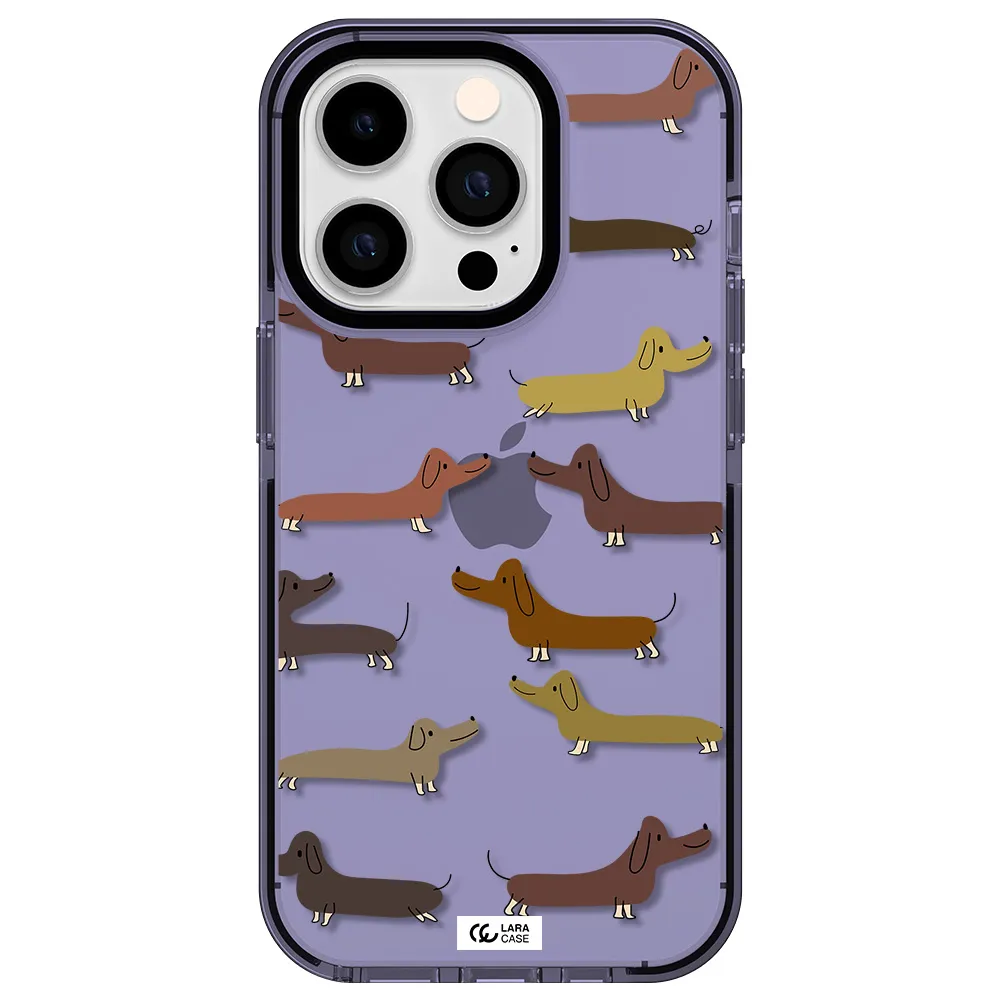 Dachshund Dogs Apple iPhone 14 pro impact Lilac Case