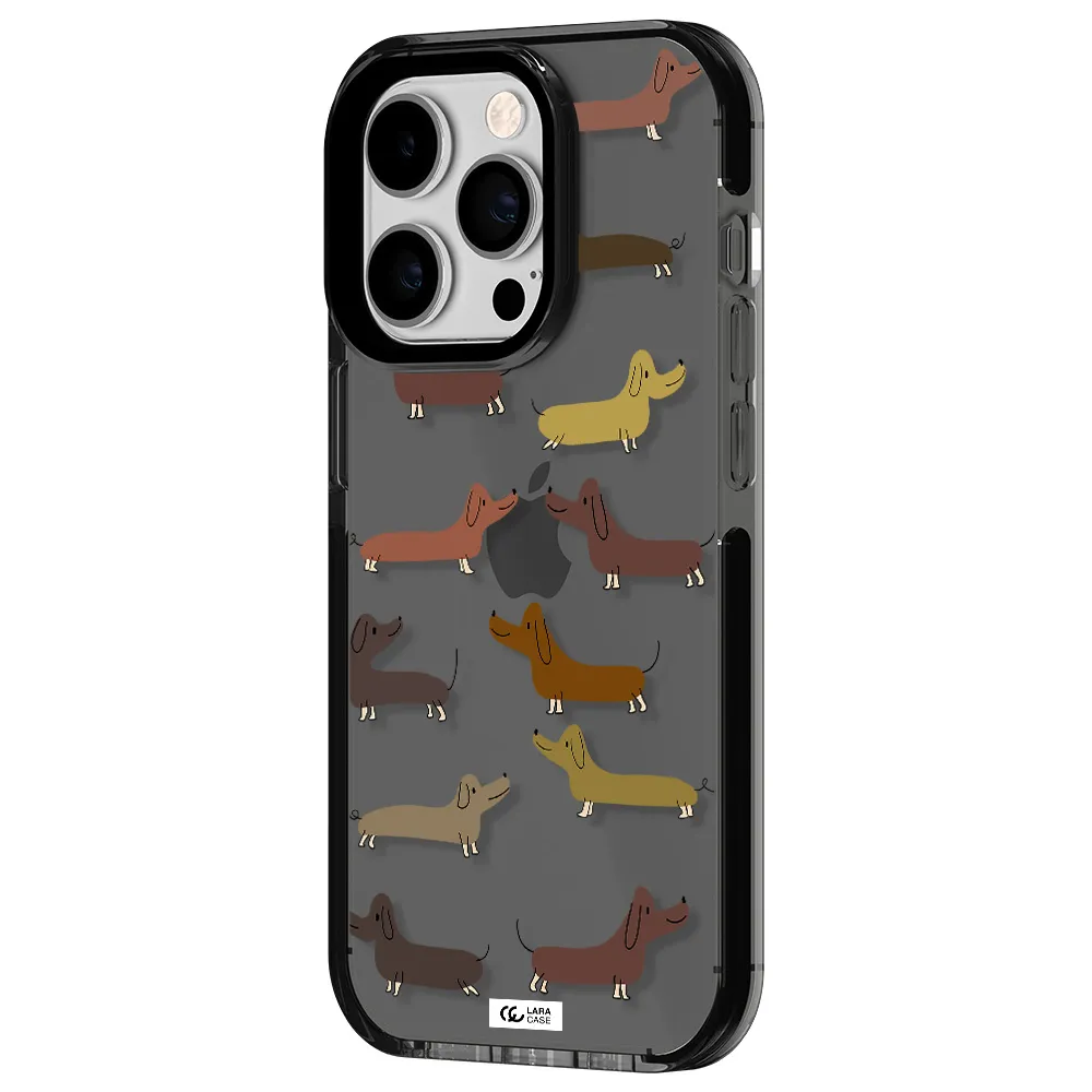 Dachshund Dogs Apple iPhone 14 pro impact Smoke Black Case