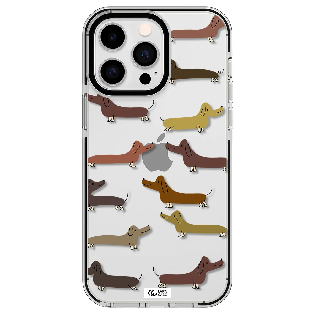Dachshund Dogs Apple iPhone 14 pro max impact black border Case