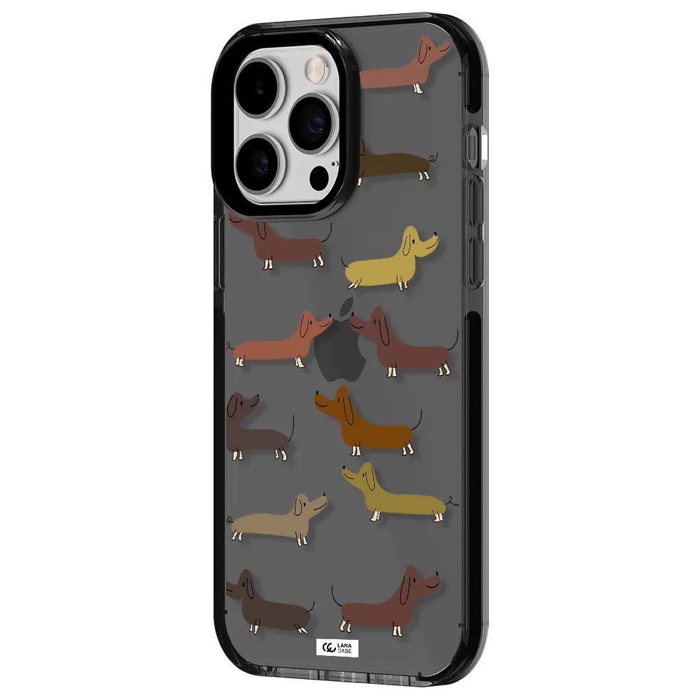 Dachshund Dogs Apple iPhone 14 pro max impact Smoke Black Case