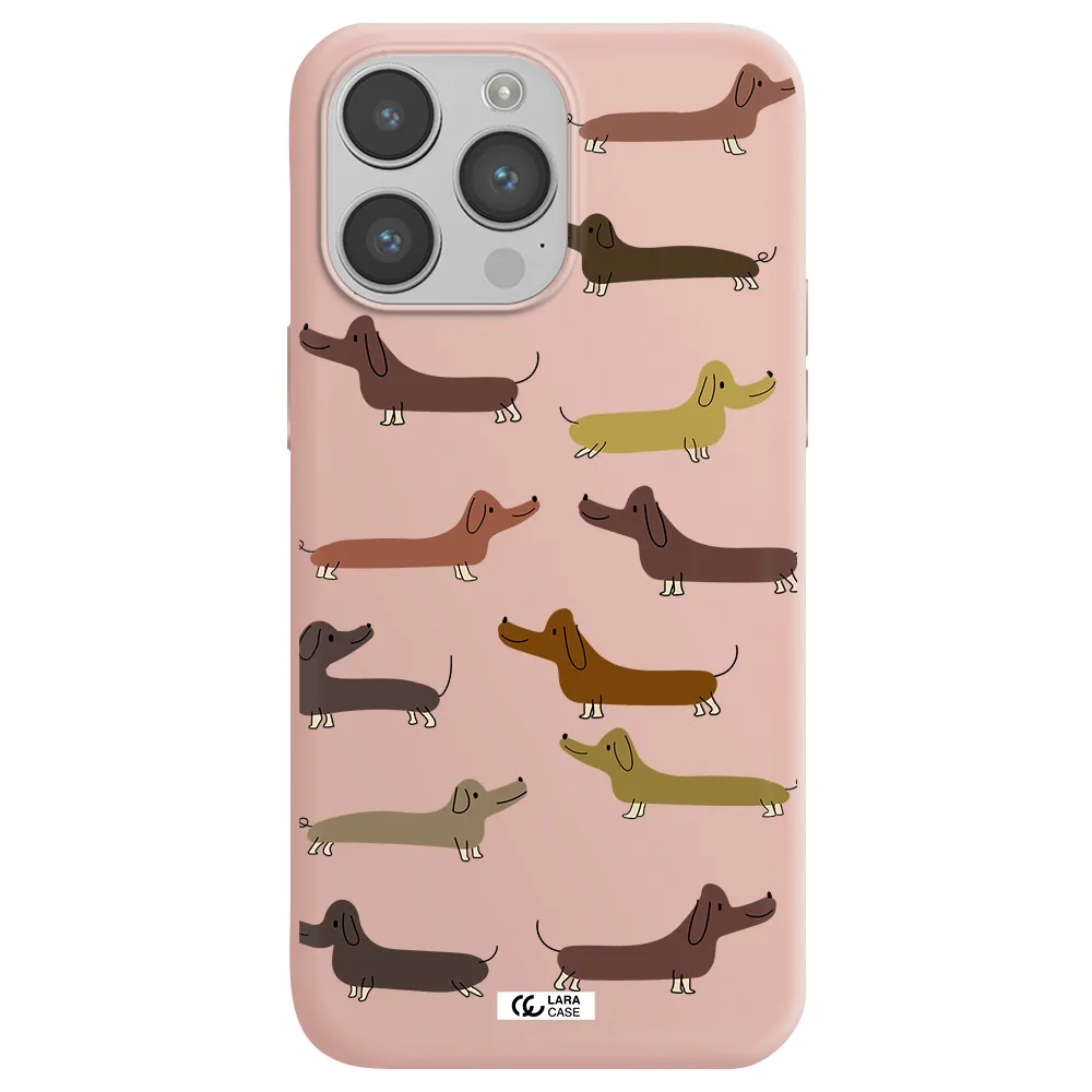 Dachshund Dogs Apple iPhone 14 pro max Silicone pastel pink Case