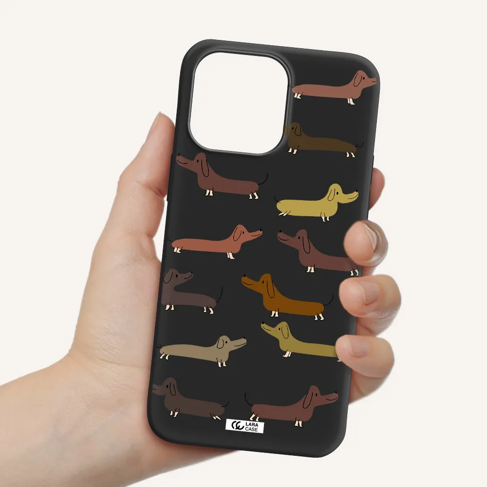 Dachshund Dogs Apple iPhone 14 pro Silicone black Case