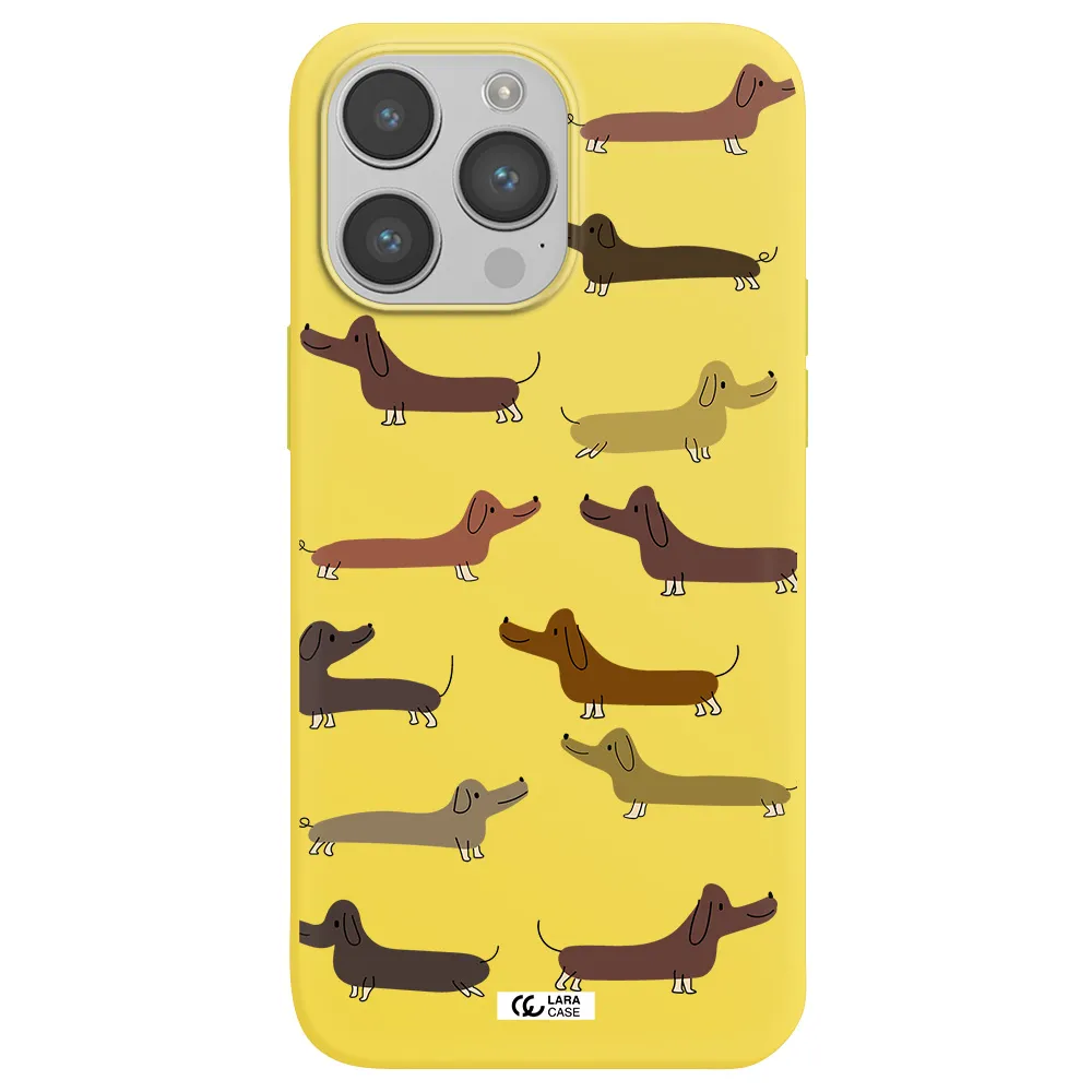 Dachshund Dogs Apple iPhone 14 pro Silicone canary yellow Case