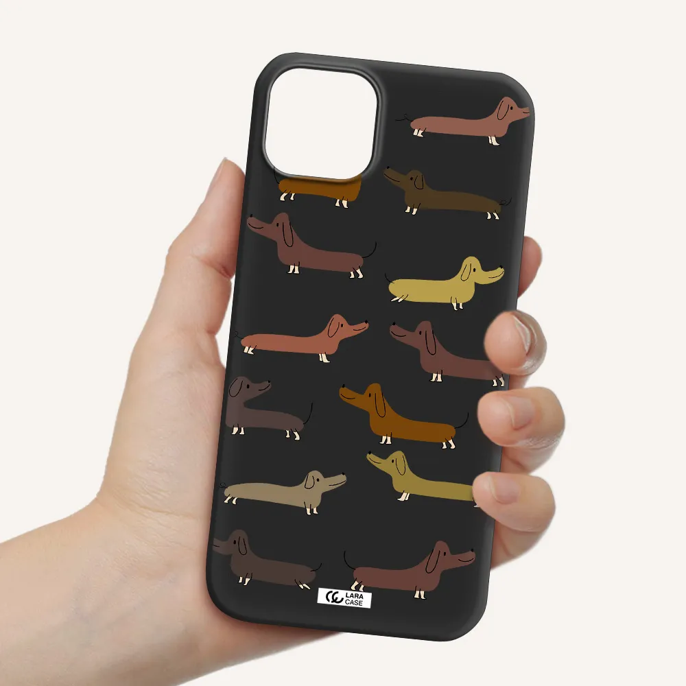 Dachshund Dogs Apple iPhone 14 Silicone black Case