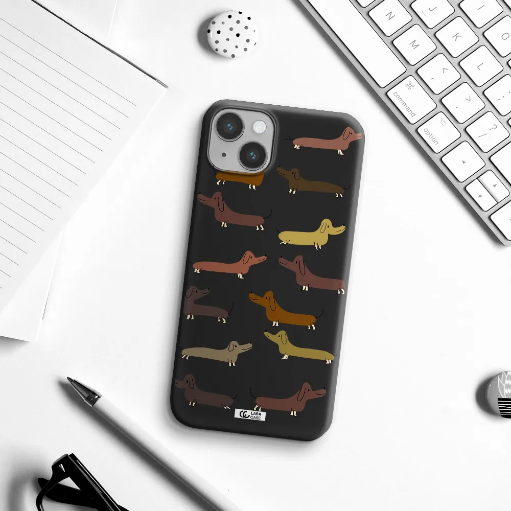 Dachshund Dogs Apple iPhone 14 Silicone black Case