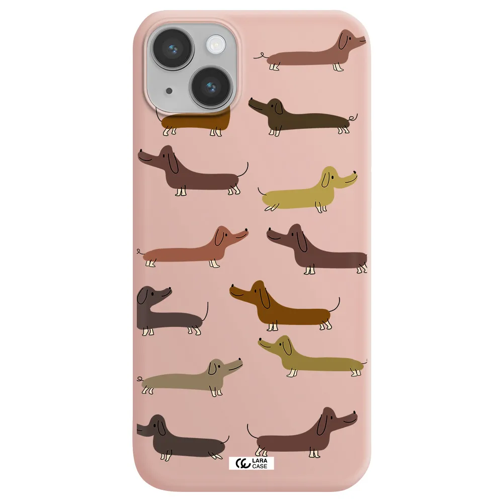 Dachshund Dogs Apple iPhone 14 Silicone pastel pink Case