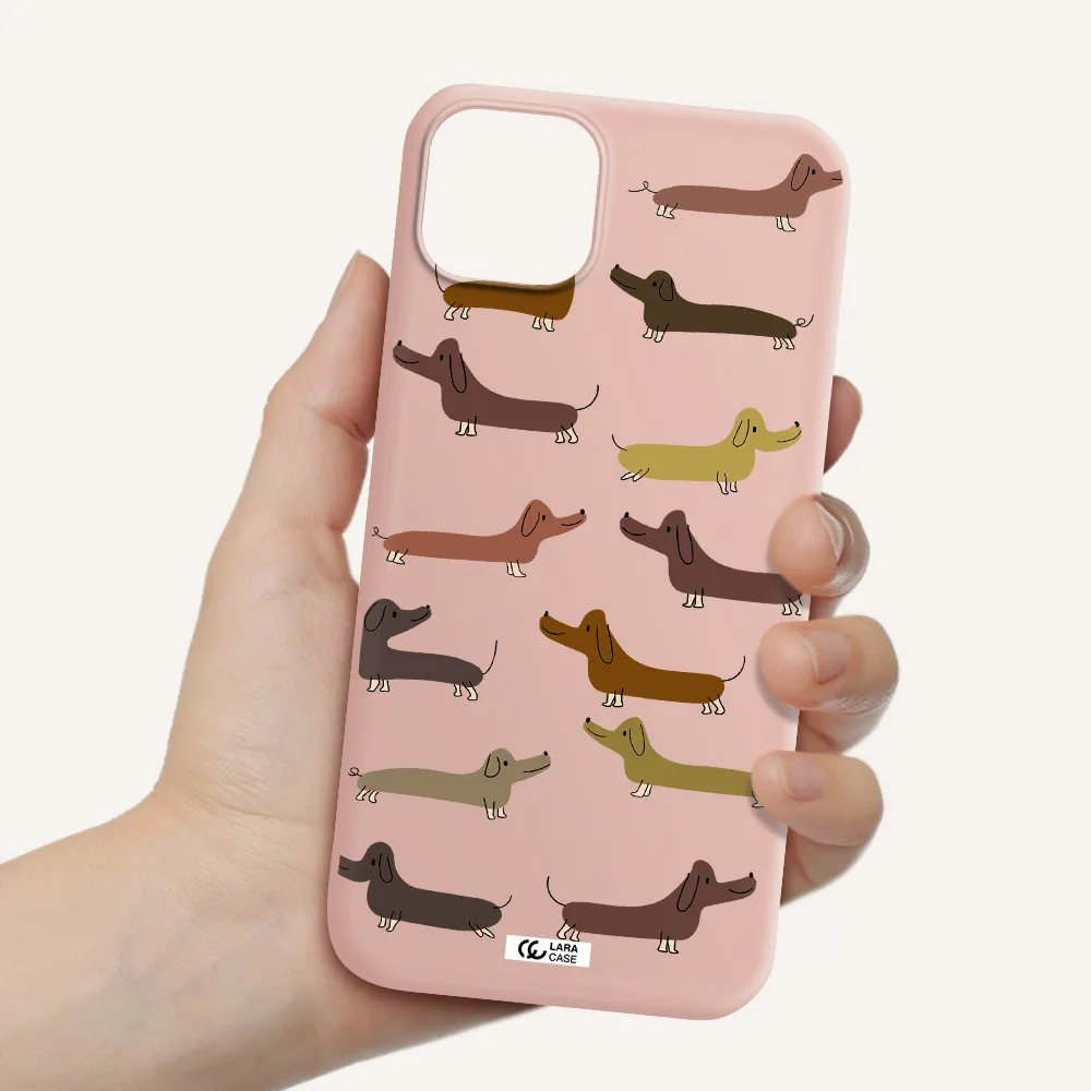 Dachshund Dogs Apple iPhone 14 Silicone pastel pink Case