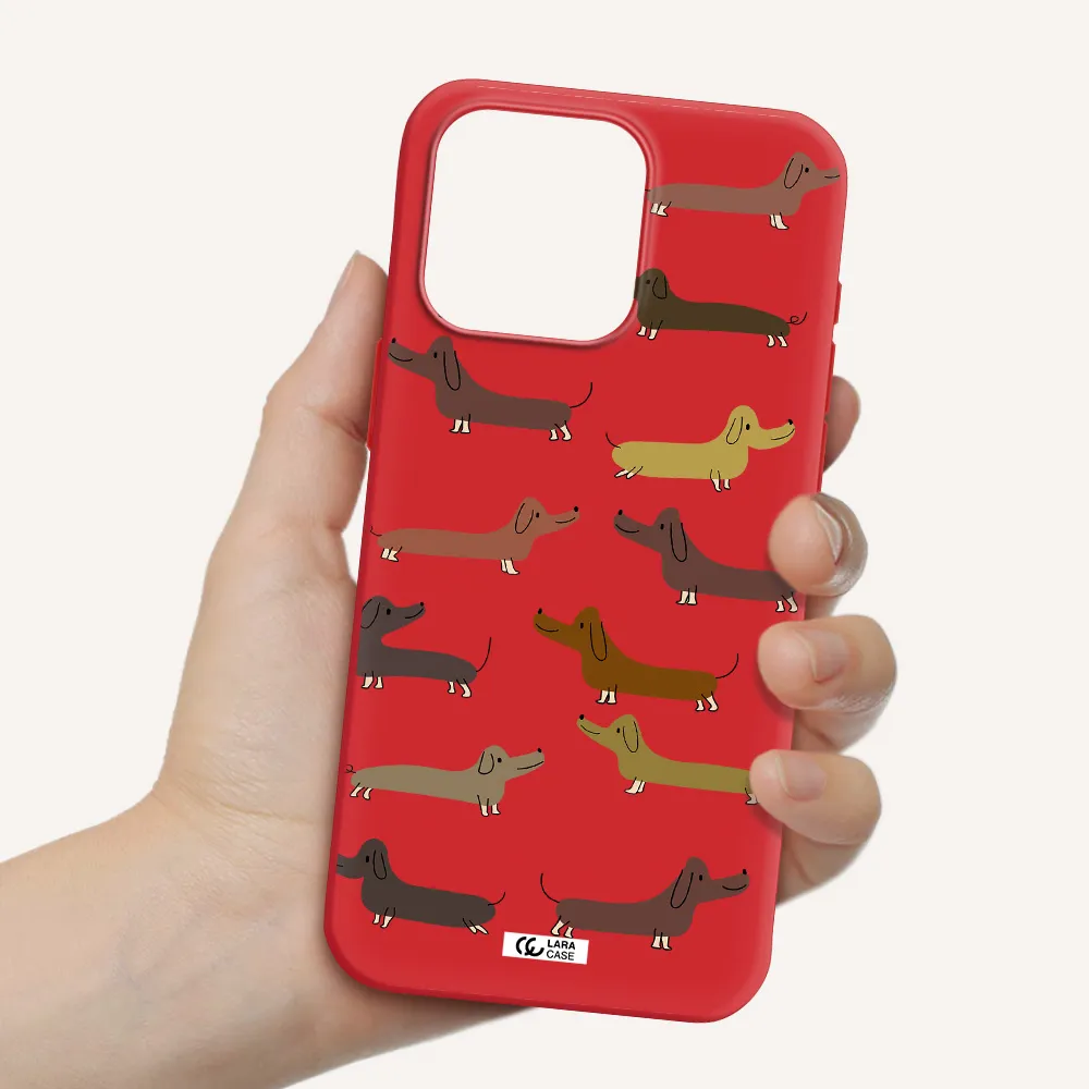 Dachshund Dogs Apple Iphone 15 Pro Max Silicone Imperial Red Case