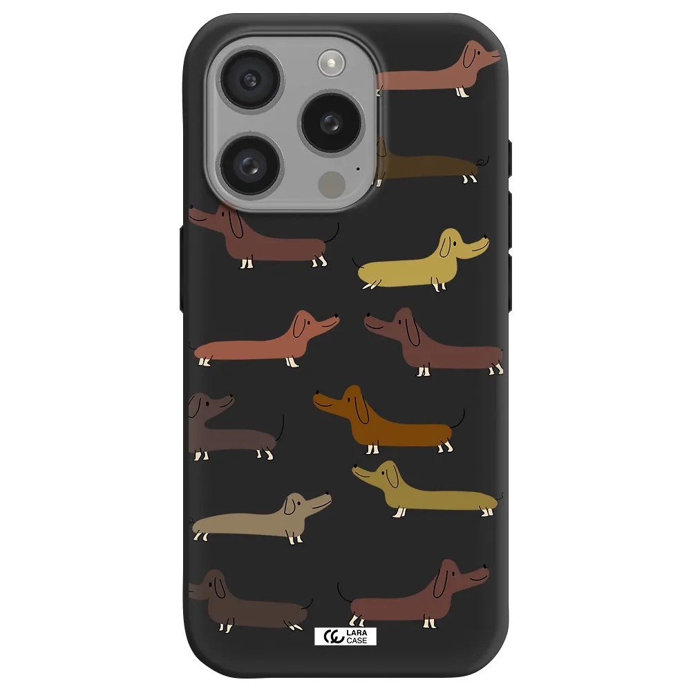 Dachshund Dogs Apple Iphone 15 Pro Silicone Black Case