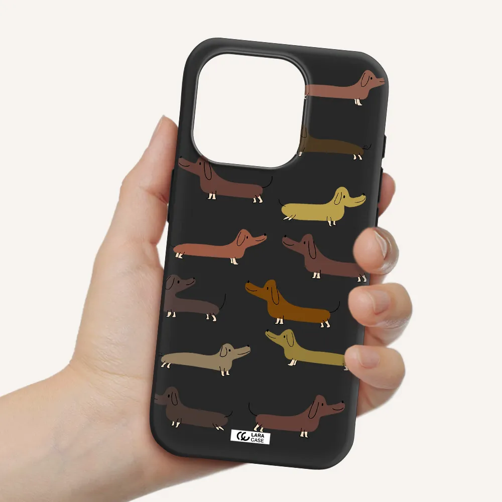 Dachshund Dogs Apple Iphone 15 Pro Silicone Black Case