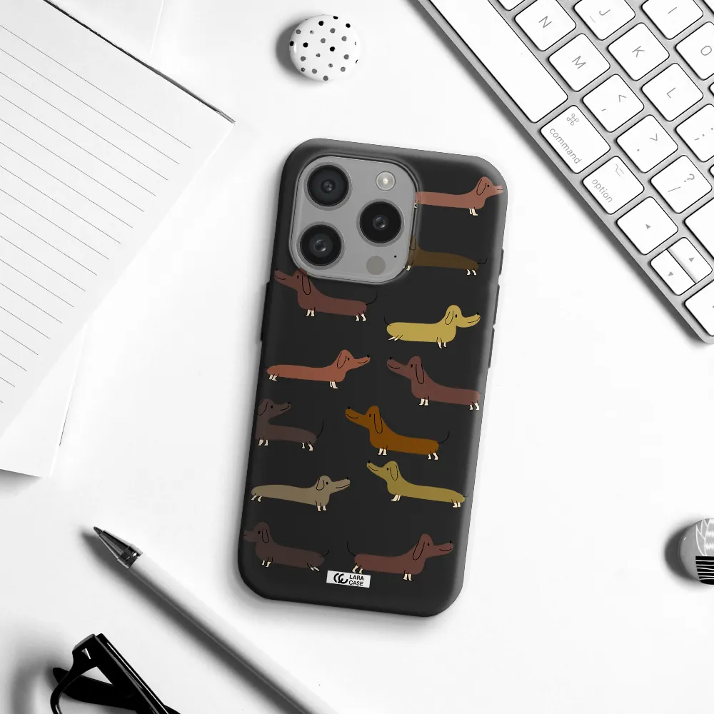 Dachshund Dogs Apple Iphone 15 Pro Silicone Black Case