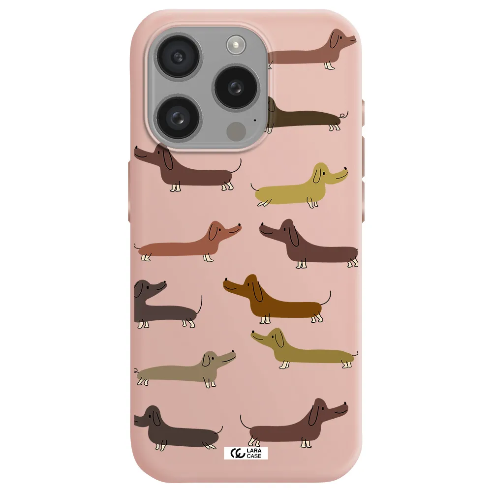 Dachshund Dogs Apple Iphone 15 Pro Silicone Pastel Pink Case