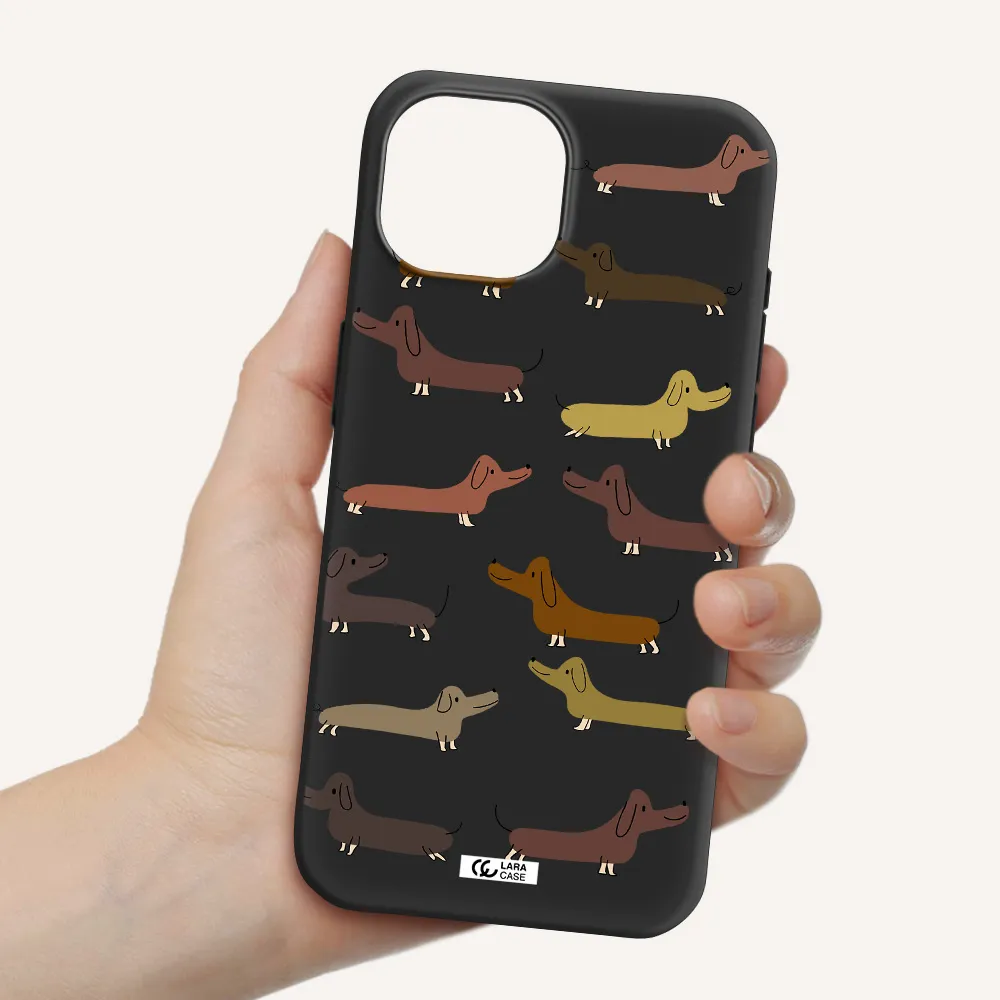 Dachshund Dogs Apple iPhone 15 Silicone black Case