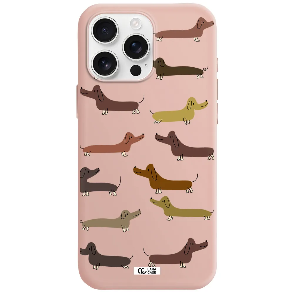 Dachshund Dogs Apple Iphone 16 Pro Max Silicone Pastel Pink Case