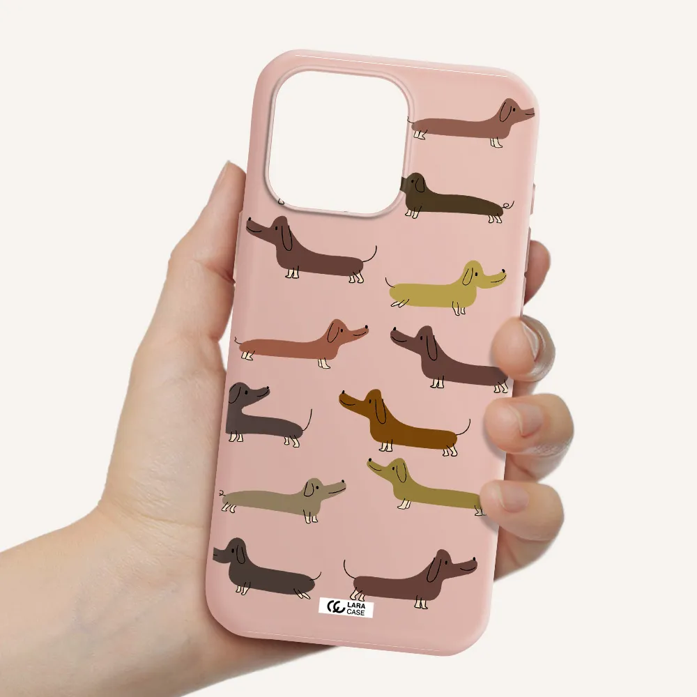Dachshund Dogs Apple Iphone 16 Pro Max Silicone Pastel Pink Case