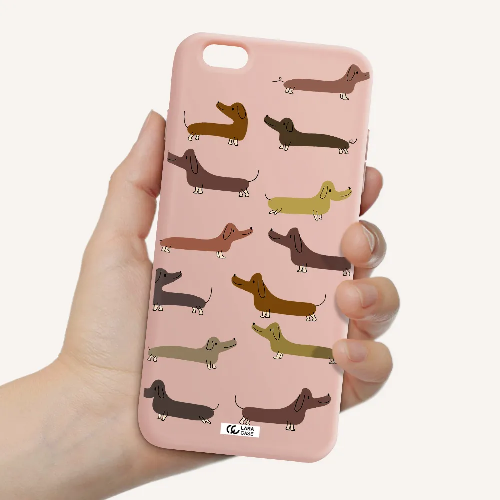 Dachshund Dogs Apple iPhone 6 plus Silicone pastel pink Case