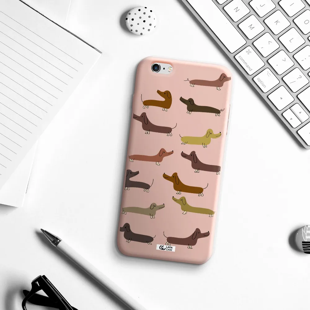 Dachshund Dogs Apple iPhone 6 plus Silicone pastel pink Case