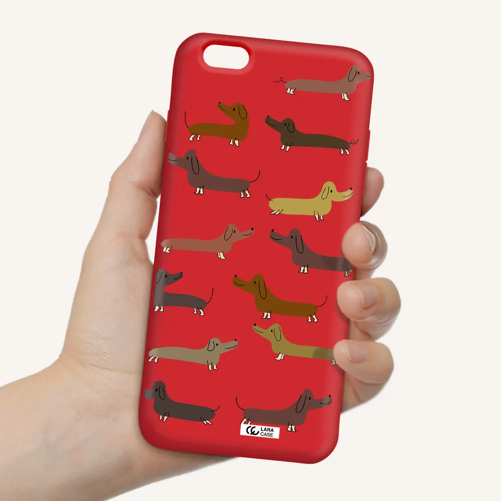 Dachshund Dogs Apple iPhone 6 s plus Silicone Imperial Red Case
