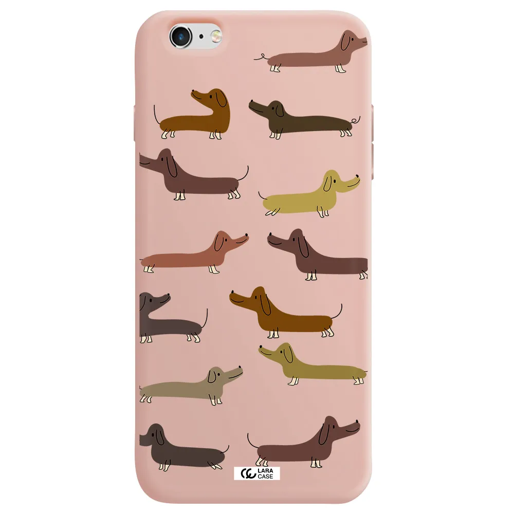 Dachshund Dogs Apple iPhone 6 s plus Silicone pastel pink Case