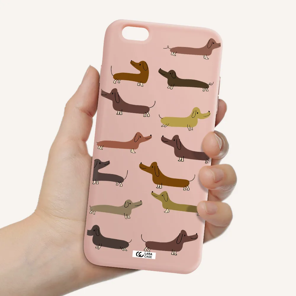 Dachshund Dogs Apple iPhone 6 s plus Silicone pastel pink Case