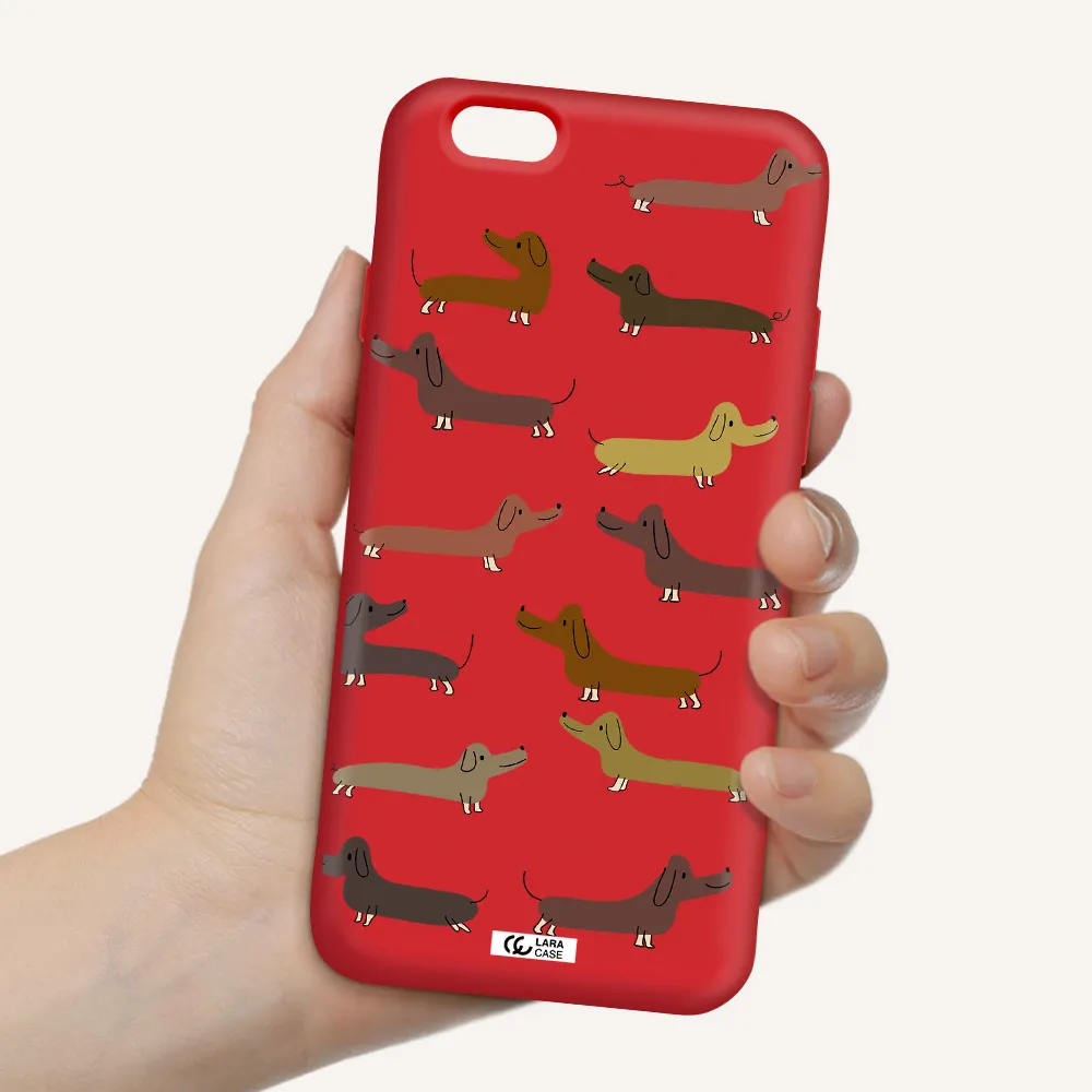 Dachshund Dogs Apple iPhone 6 Silicone Imperial Red Case