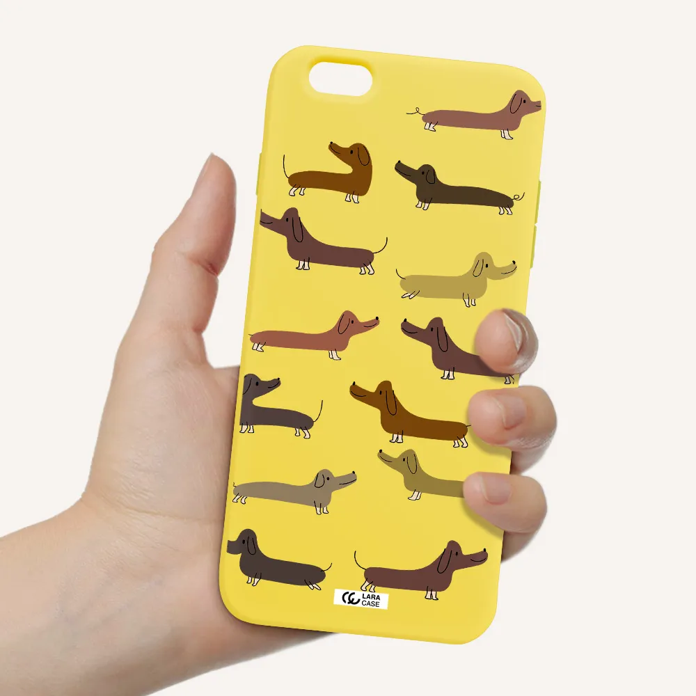 Dachshund Dogs Apple iPhone 6S Silicone canary yellow Case