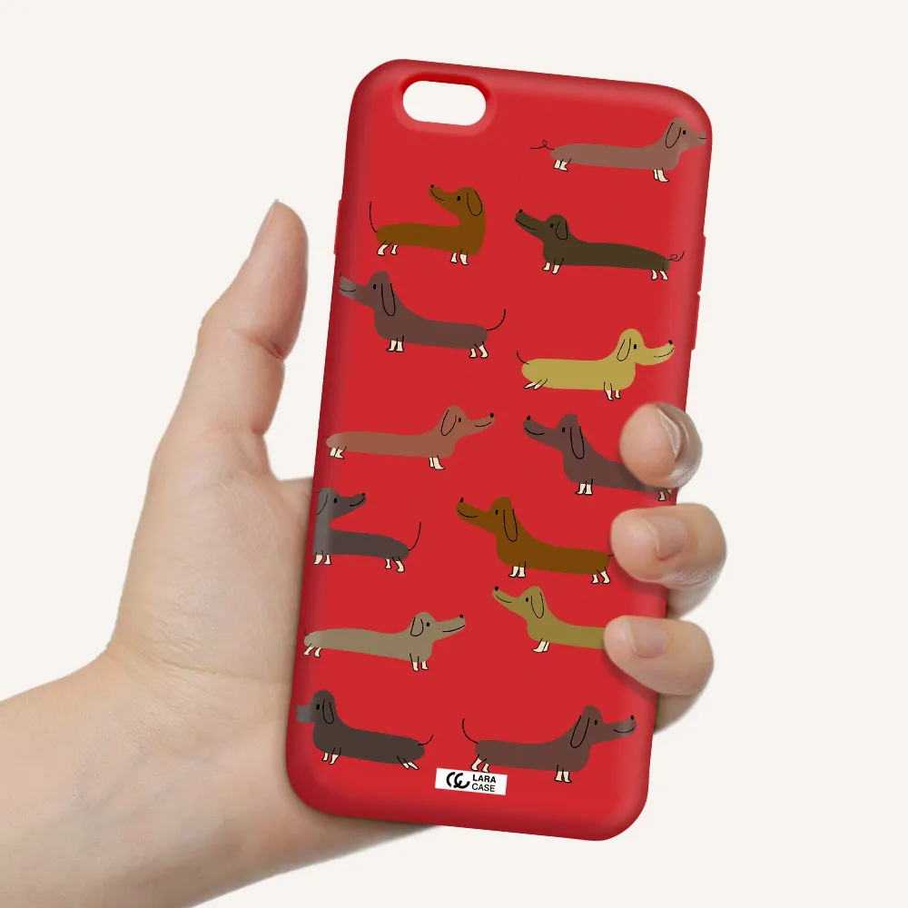 Dachshund Dogs Apple iPhone 6S Silicone Imperial Red Case