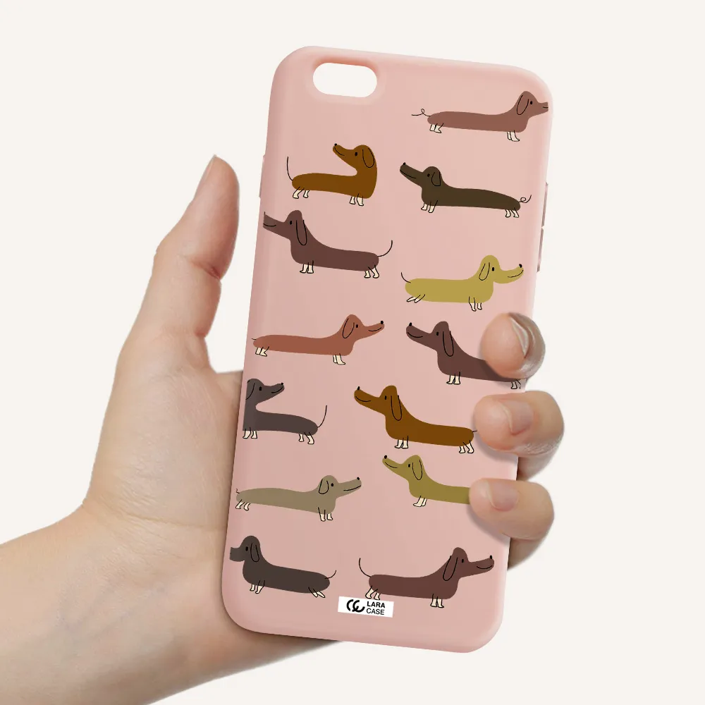 Dachshund Dogs Apple iPhone 6S Silicone pastel pink Case