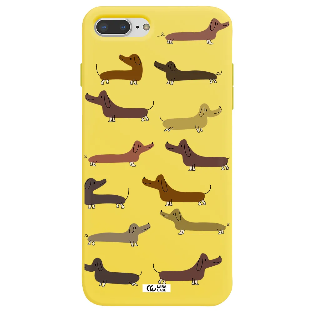 Dachshund Dogs Apple iPhone 7 plus Silicone canary yellow Case