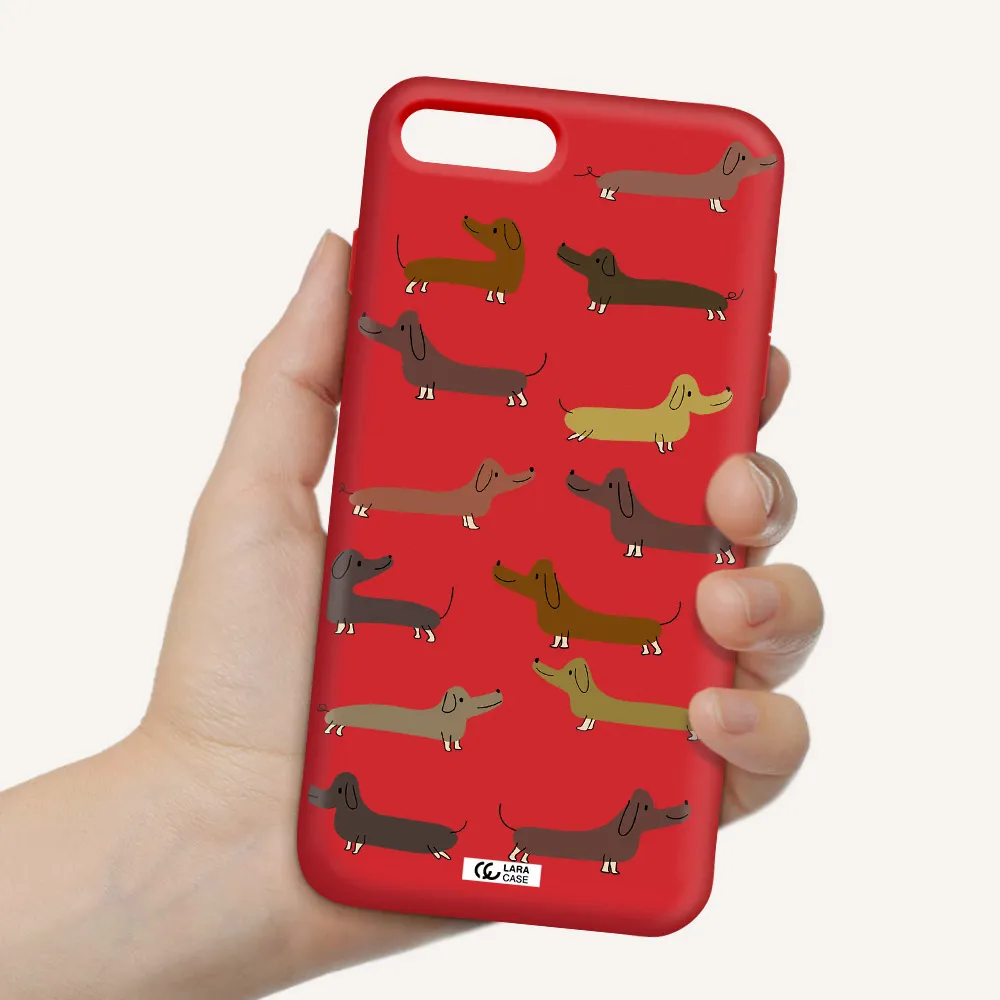 Dachshund Dogs Apple iPhone 7 plus Silicone Imperial Red Case