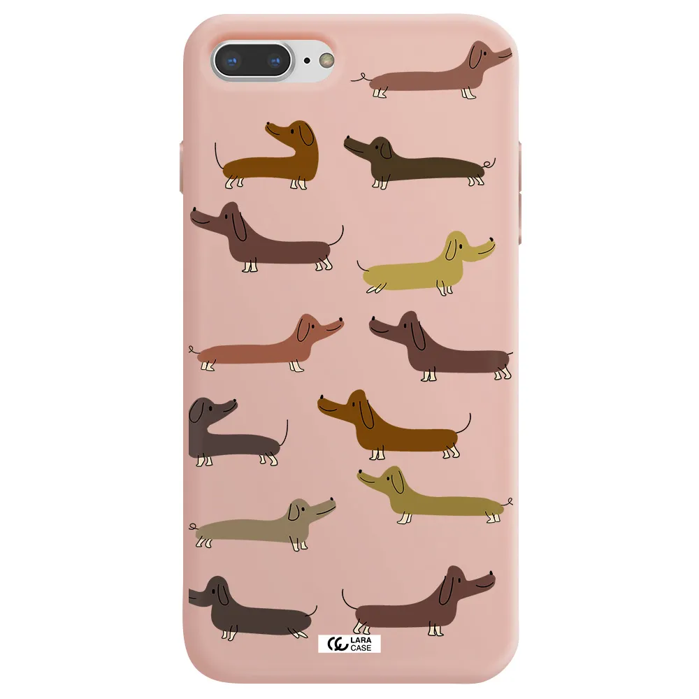 Dachshund Dogs Apple iPhone 7 plus Silicone pastel pink Case