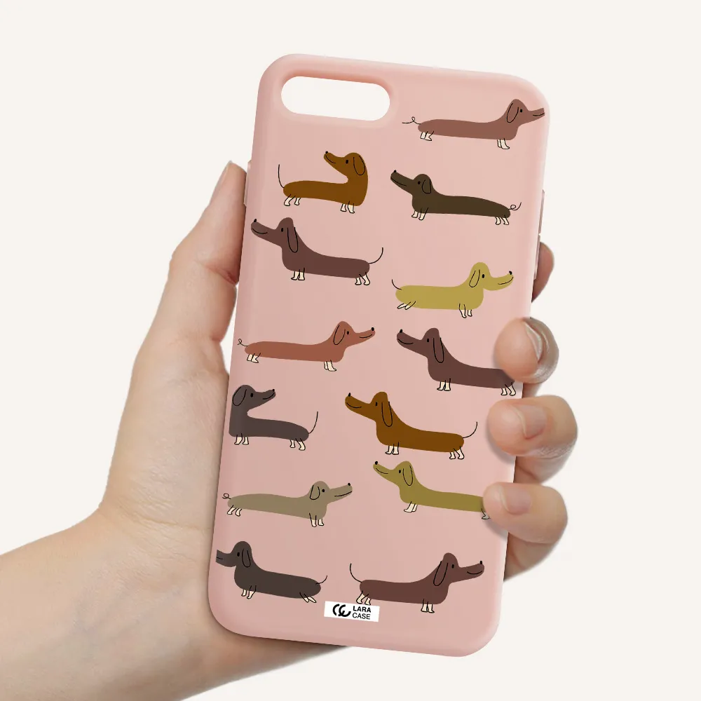 Dachshund Dogs Apple iPhone 7 plus Silicone pastel pink Case
