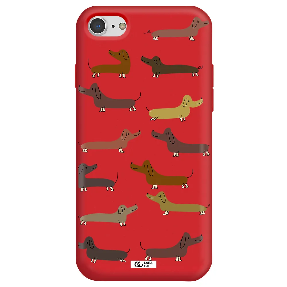 Dachshund Dogs Apple iPhone 7 Silicone Imperial Red Case